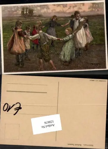 128676,Kinderreigen Süsse AK Kinder tanzen sign Berthold Genzmer