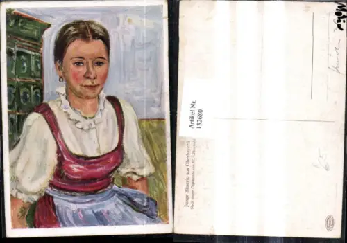 132680,Künstler Ak W. v. Houwald Junge Bäuerin a. Oberbayern Tracht