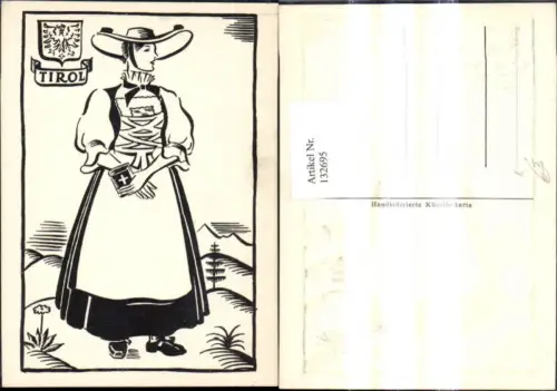 132695,Künstler Ak Handcoloriert Frau Tracht Tirol Tiroler Tracht