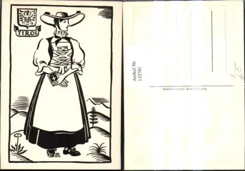 132701,Künstler Ak Handcoloriert Frau Tracht Tirol Tiroler Tracht