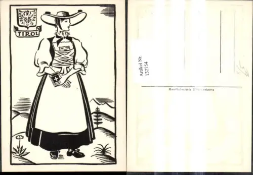 132754,Künstler Ak Handcoloriert Frau Tracht Tirol Tiroler Tracht