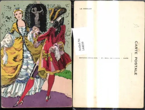 144039,Künstler Ak Le Menuet Historisch Kleidung Frankreich Tanz