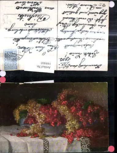 144460,Künstler Ak Stillleben Schale m. Ribiseln Johannisbeeren