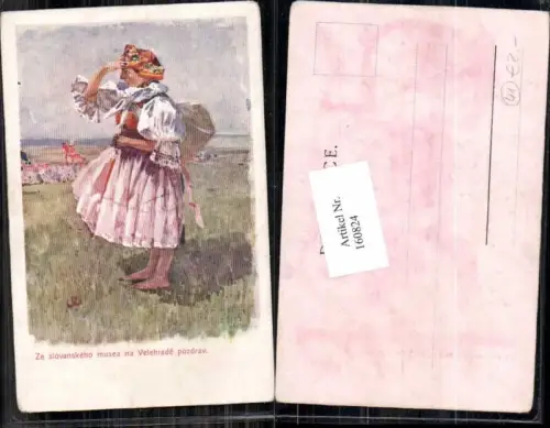 160824,Litho Slowenien Typen Slowenische Tracht Velehrade pozdrav