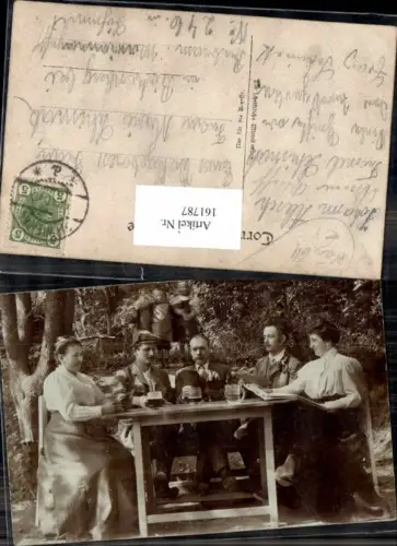 161787,Fotokarte Familie am Tisch m. Bier Beer Biergläser Alkohol 1900