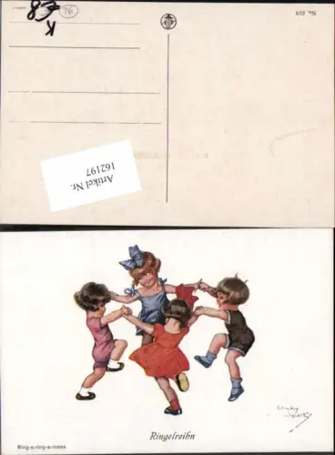 162197,Süsse Kinder Ringereihn Tanzen sign. Chicky Spark