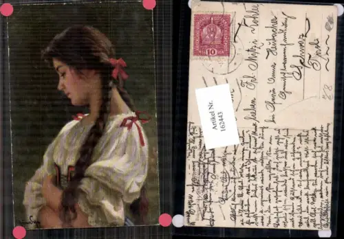 162443,Volkstypen Typen Tracht Trachten Bulgarisches Mädchen Zopf Zöpfe
