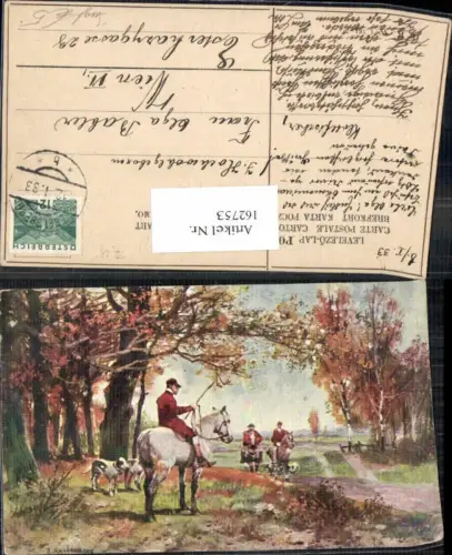162753,Künstler AK Kaufmann sign Jagd Hund Jäger Treibjagd