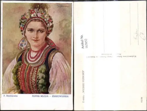 163852,Künstler Ak P. Stachiewicz Panna Mloda Krakowinanka Krakauerin Krakau