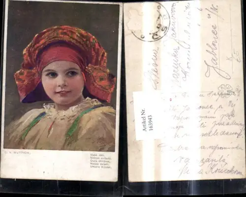 163943,Künstler Ak C. V. Muttich Unsere Kinder Mädchen Tracht Kopfschmuck Tschad