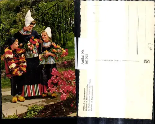 163993,Tracht Volkstracht Frauen m. Kinder Holland i. Blumenschmuck