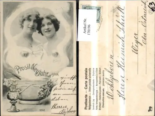 170196,Neujahr Frauen Bowleschüssel Gläser Weinkelch Kleeblatt