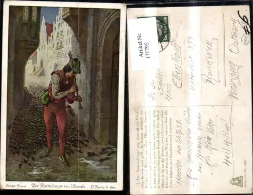 171795,Märchen Der Rattenfänger v. Hamel Brüder Grimm sign O. Herrfurth