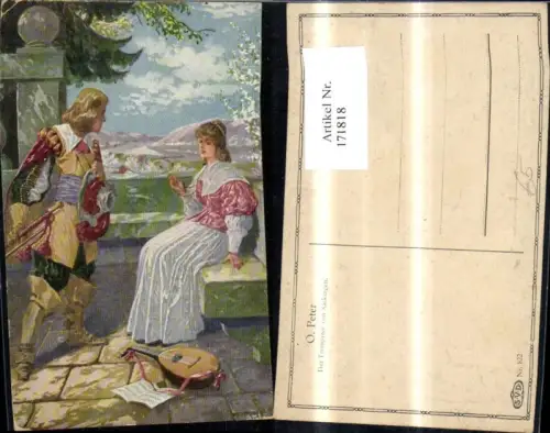 171818,Märchen Trompeter v. Säckingen Trompete Mandoline Künstler Ak sign O. Peter