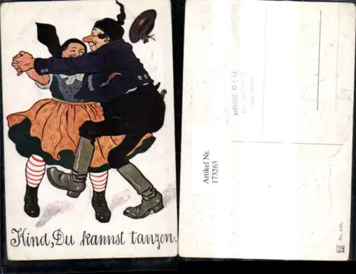 173263,Präge Künstler Ak Scherz Humor Tanzendes Paar Kind du kannst tanzen