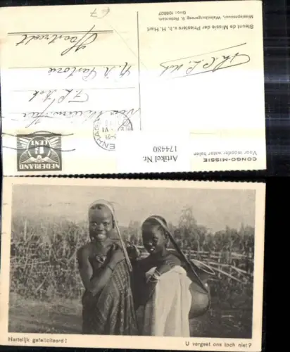 174480,Volkstypen Kinder Mädchen Congo Missie Voor moeder water halen