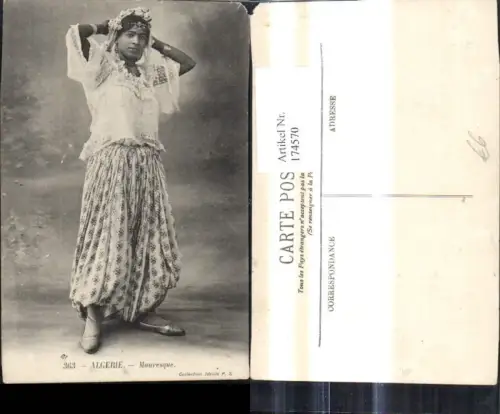 174570,Volkstypen Algerie Mauresque Frau Kopfschmuck Volkstracht