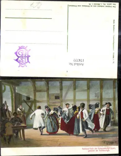 174777,Künstler Ak R. Varmschlag National Tanz d. Schaumburg Lipper Paar Tanz Tracht