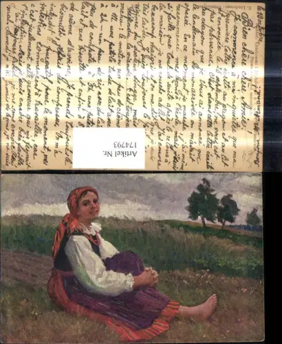 174793,Künstler Ak E. Lindemann Odpoczynek Frau Tracht Polen