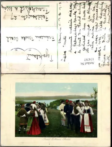 174797,Künstler Ak Svensk Folkdans Skrälat Paar Tracht Tanz