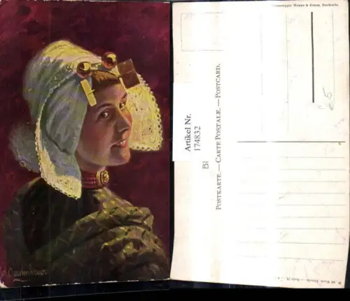 174832,Künstler Ak Joh. Gerstenbauer Frau Tracht Kopfbedeckung Hut Haube Niederlande