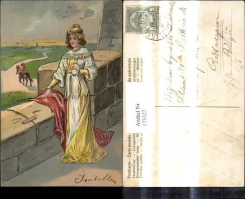 175327,Präge Litho Trompeter v. Säckingen Frau Goldverzierung Märchen Sagen