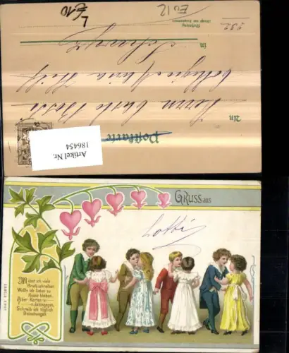 186454,Litho Kinder b. Küssen Tanzen Spruch