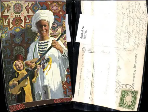 186516,Künstler Ak C. Jantsy Horvath München Münchner Kindl m. Gitarre Volkstyp Bier Bierkrug