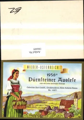 186605,Wein Sekt Reklame Flaschenetikett Dürnsteiner Auslese Dürnstein 1950
