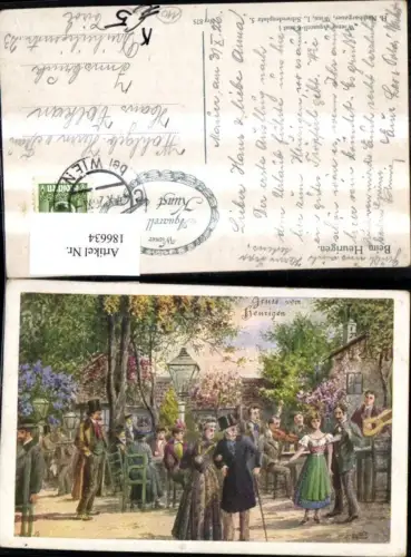 186634,Künstler Ak H. Nachbargauer Wein Sekt Beim Heurigen