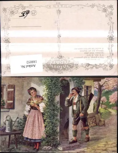 188052,Jagd Frau wartet a. Jäger v. Haus Gewehr