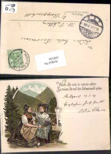 189336,Litho Trachten Frauen aus d. Schwarzwald Schwarzwaldtrachten 1899 pub Metz