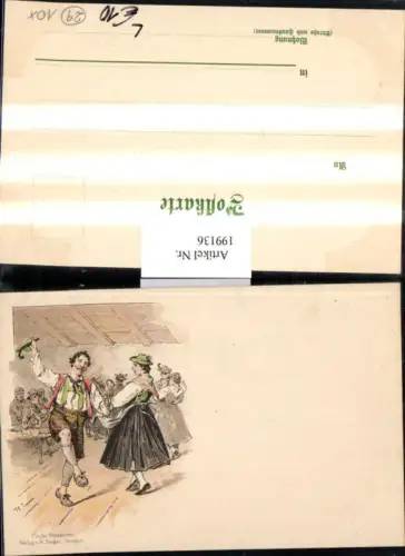 199136,Litho AK Tiroler Volkstrachten Tracht Paar b. Tanzen