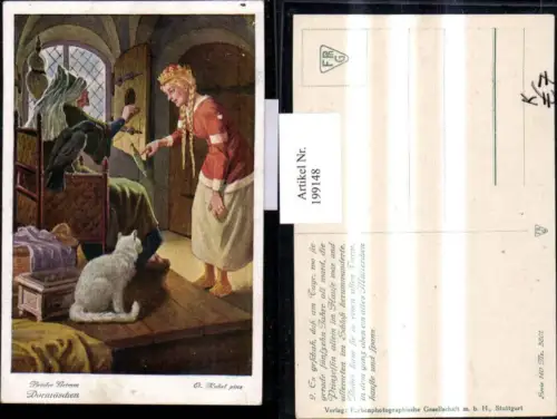 199148,Künstler AK O. Kubel Brüder Grimm Märchen Dornröschen Katze Raabe