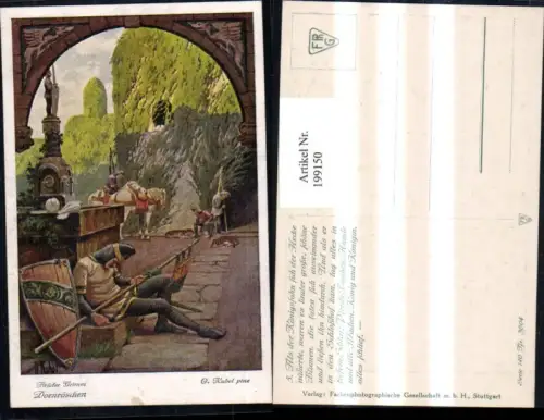 199150,Künstler AK O. Kubel Brüder Grimm Märchen Dornröschen Ritter Pferde Tauben Hunde