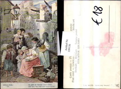 199156,Künstler AK Hans Kaufmann Sage Schillers Glocke 7 Frau m. Baby weint Kind Frauen