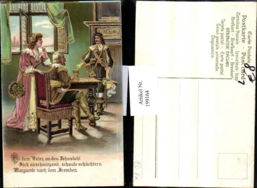 199164,Litho Präge AK Golddruck Trompeter von Säckingen Märchen Frau u. Mann Trompete