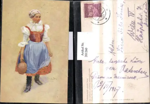 201260,Künstler AK Rud. Cerny-ho Czecho-Slovak national costumes Tschechische Tracht Frau m. Krug