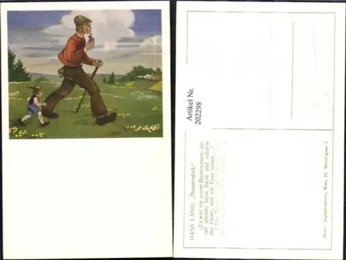 202298,Künstler AK Hans Lang Daumesdick Märchen Pfeife Stock Hut