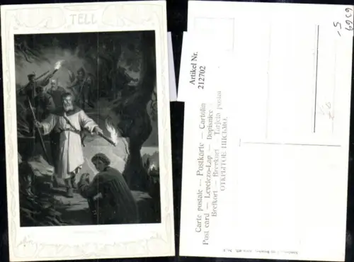 212702,Märchen Wilhelm Tell Abstieg vom Rütli Männer m. Fakeln Speere pub Theo Stroefer 467/2