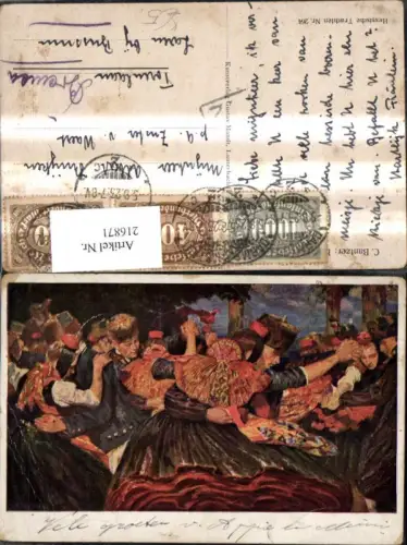 216871,Künstler Ak C. Bantzer Hessische Tracht Hessen Volkstracht Tanzende Paare