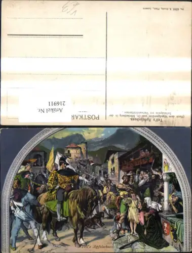 216911,Künstler Ak n. Wandgemälde E. Stückelberg Tells Apfelschuss Wilhelm Tell Märchen Sagen pub E. Goetz 4381