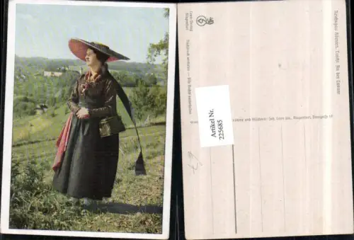 225685,Kärnten An d. Lavant Frau in Tracht Trachten Typen m. Hut