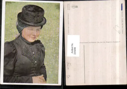 225690,Kärnten An d. Lavant Frau in Tracht Trachten Typen Portrait m. Hut