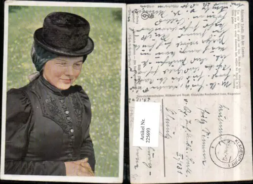 225693,Kärnten An d. Lavant Frau in Tracht Trachten Typen Portrait m. Hut