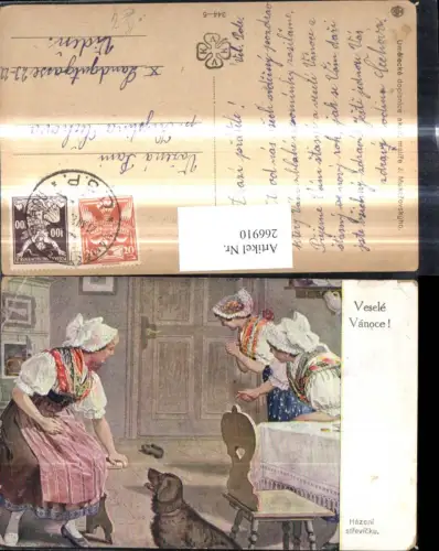 266910,Künstler Ak Tracht Hazeni strevicku Frauen m. Hund