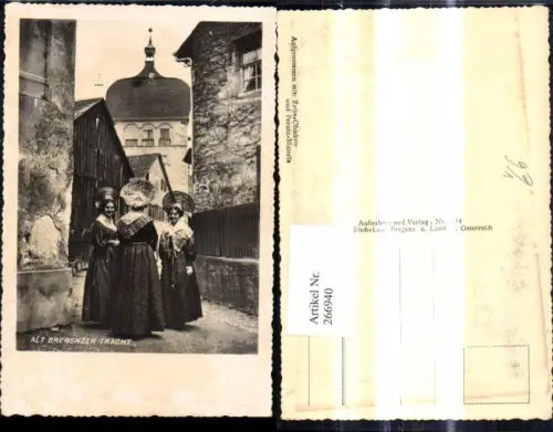 266940,Foto Ak Alt Bregenzer Tracht Frauen m. Kopfschmuck pub Risch Lau 9484
