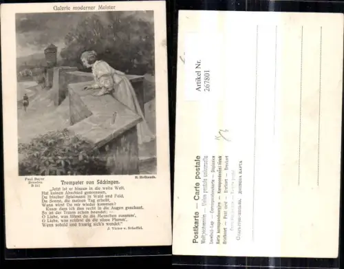 267801,Künstler Ak R. Hellmuth Trompeter v. Säckingen Text Märchen Sagen