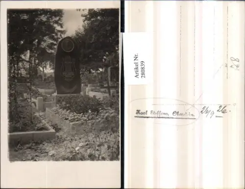 280839,Foto AK Oberstein Friedhof Grabmal Grabstein Dirigent M. G. V. Liederkranz pub Fotograf Karl Steffens