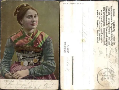 288875,Künstler Ak Trachten Frau i. Hochzeitstracht Bauernhochzeit